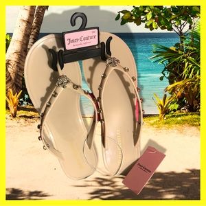 NWT Juicy Couture “Rubby” Sandals Flip Flops Rhinestones Nude Various Sizes